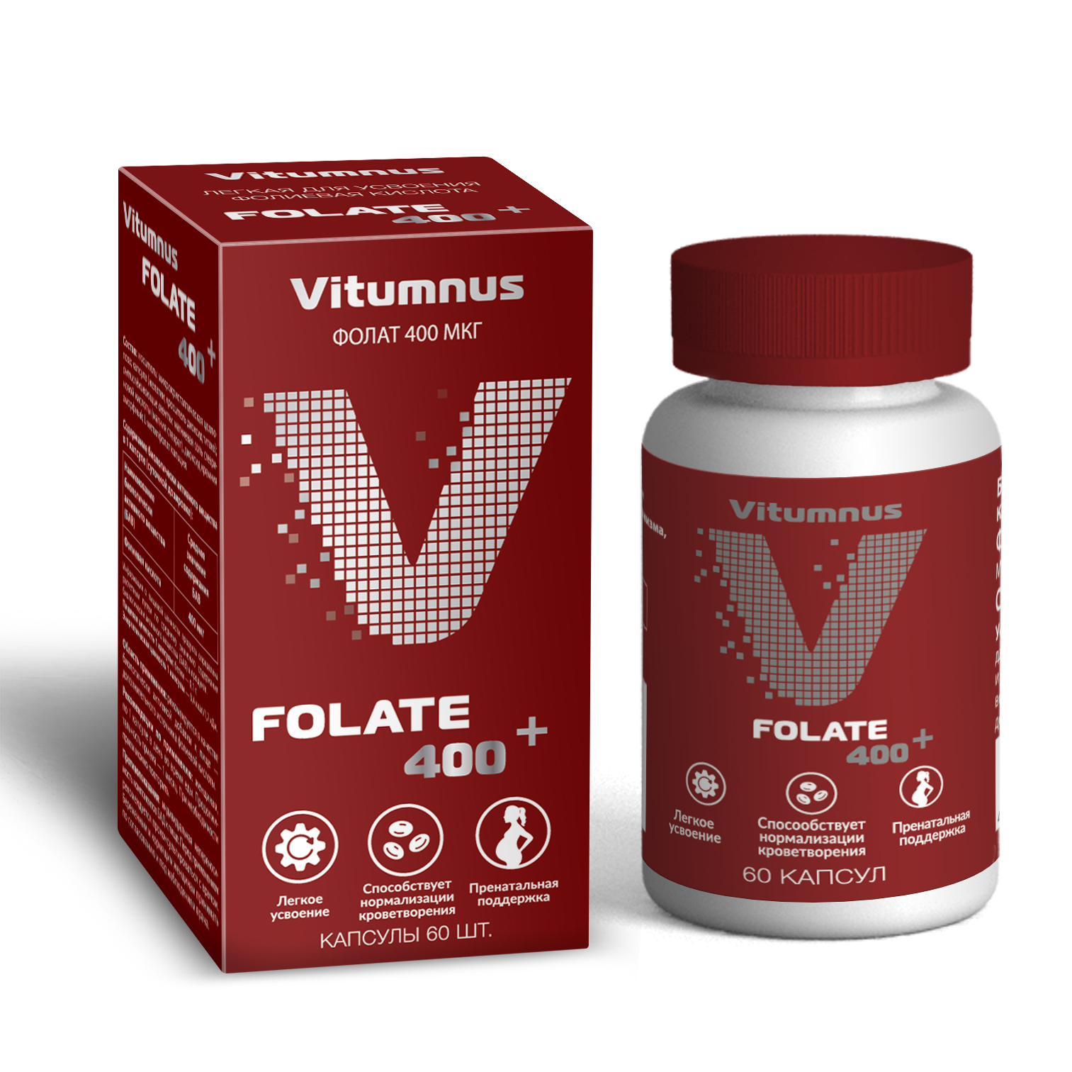 Vitumnus Folat 400 µg, 60 kapsula