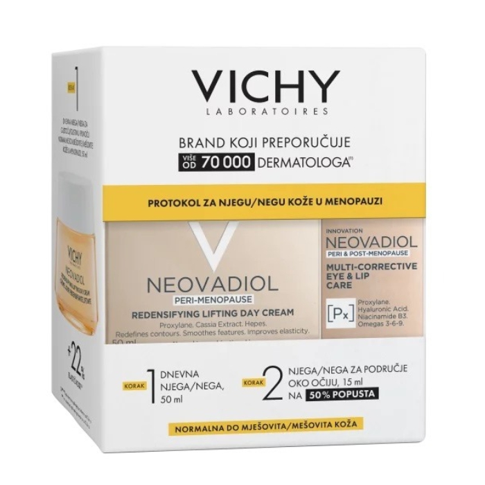 VICHY WINTER PROMO NEOVADIOL PERIMENOPAUZA DNEVNA NEGA ZA GUSTINU I PUNOĆU KOŽE U PERIMENOPAUZI NORMALNA DO MEŠOVITA KOŽA 50ML + NEOVADIOL EYES 15ML