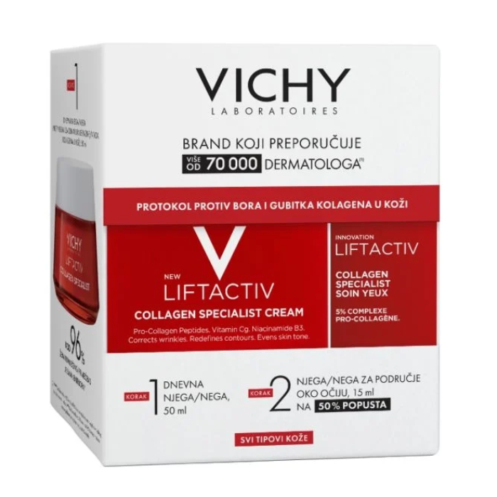 VICHY LiftActiv Supreme Krema za suvu kožu, 50 ml + Nega za područje oko očiju, 15 ml PROMO