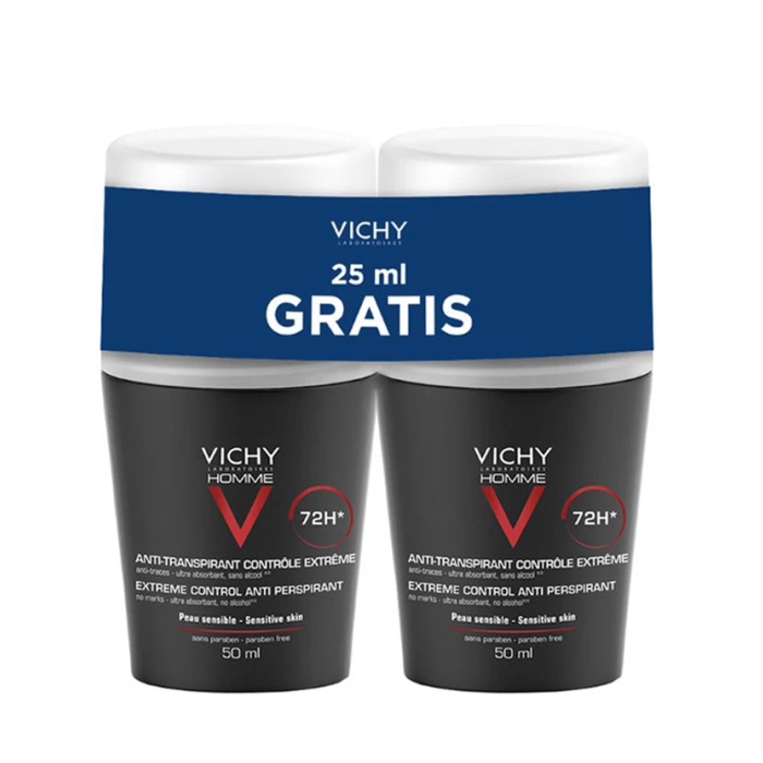 VICHY Homme Antiperspirant roll-on za zaštitu od znojenja do 72h, bez alkohola, ne ostavlja tragove