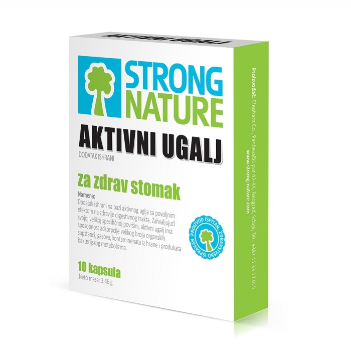 Strong Nature Aktivni ugalj 250 mg, 10 kapsula