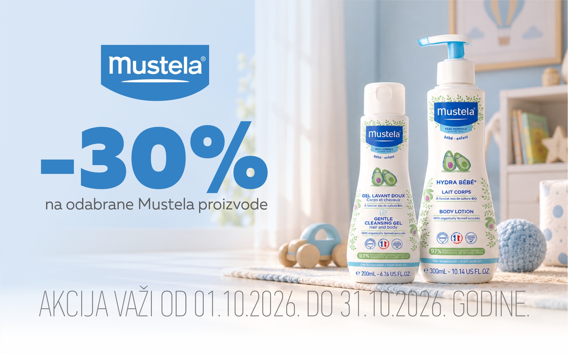 30% off selected Mustela products.
