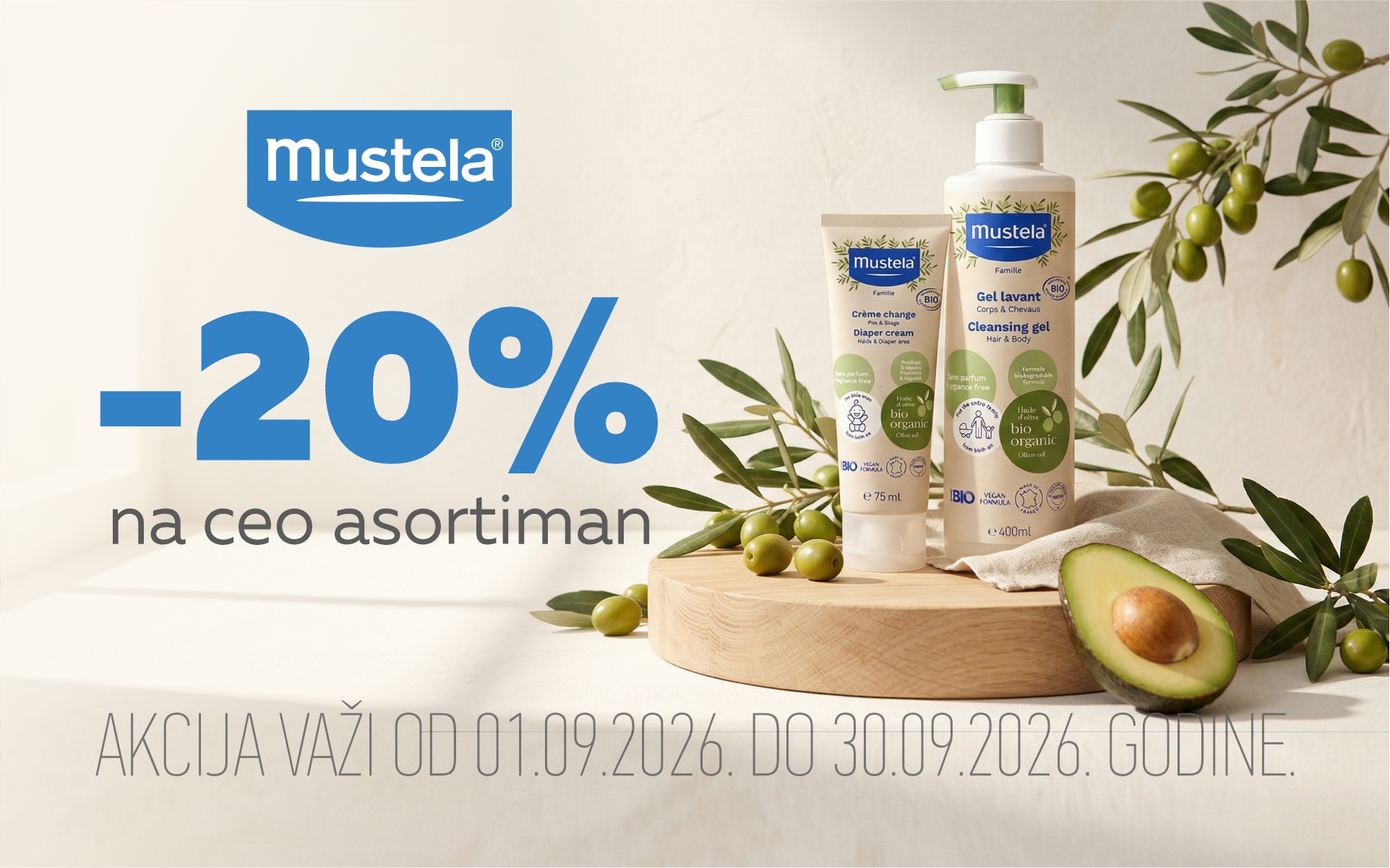 20% off the entire Mustela range.