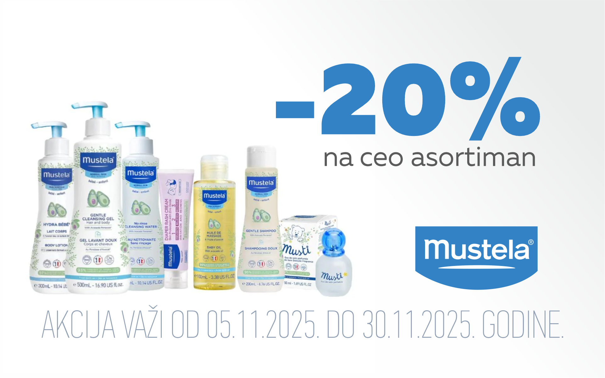 20% off the entire Mustela assortment