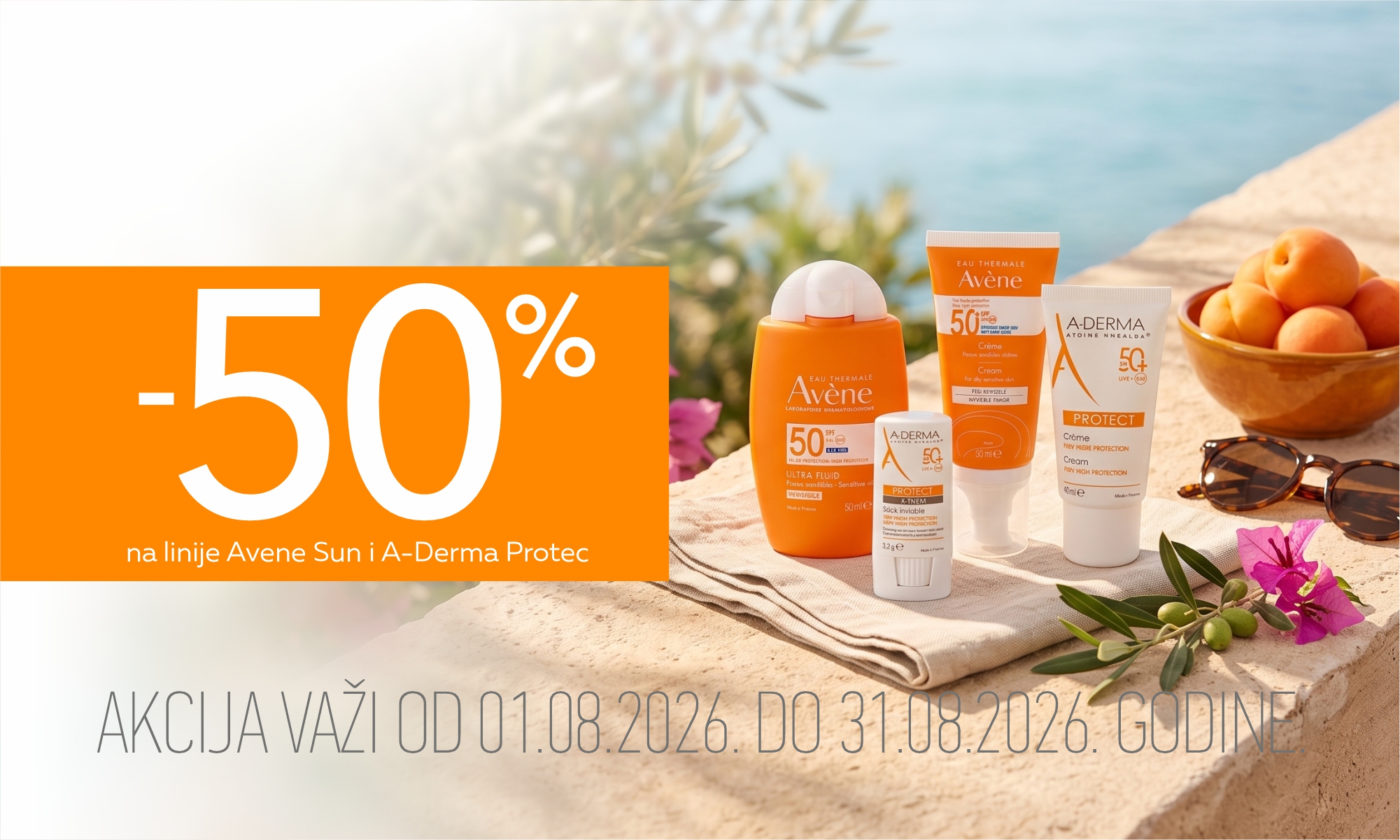 50% off the Avène Sun and A-Derma Protect lines.