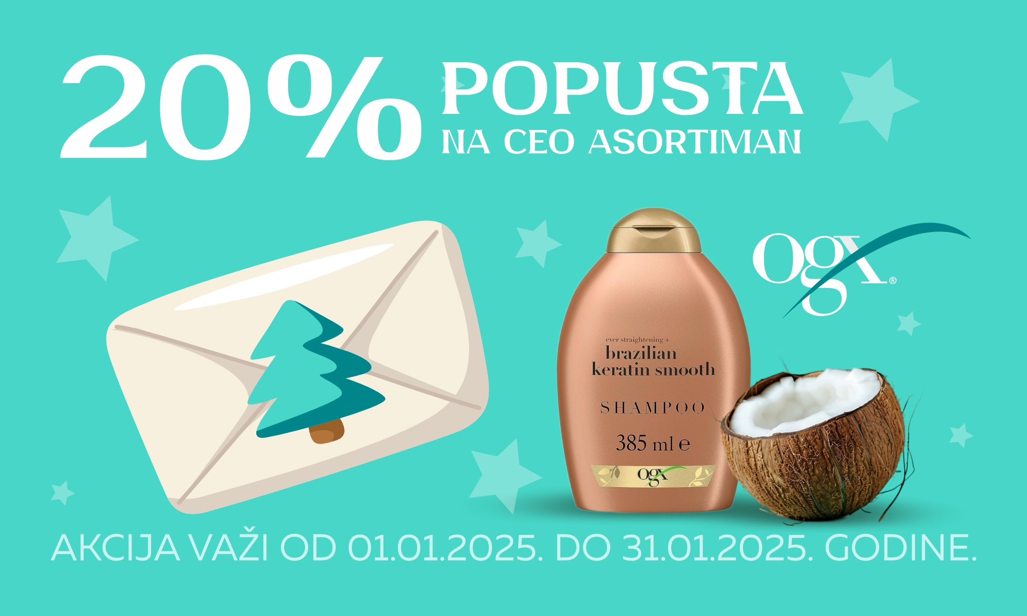 20% popusta na ceo asortiman OGX. 