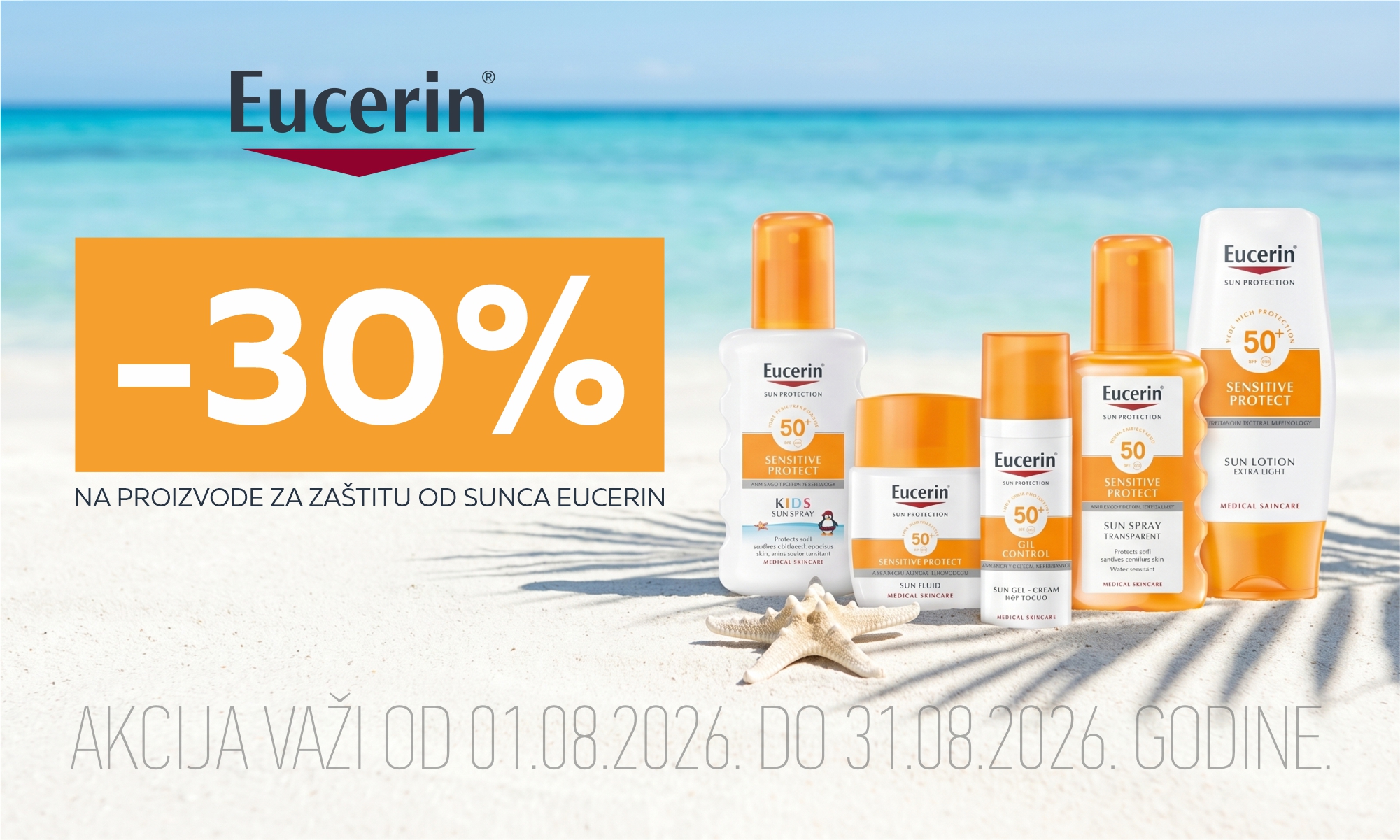 30% off Eucerin sun protection products.