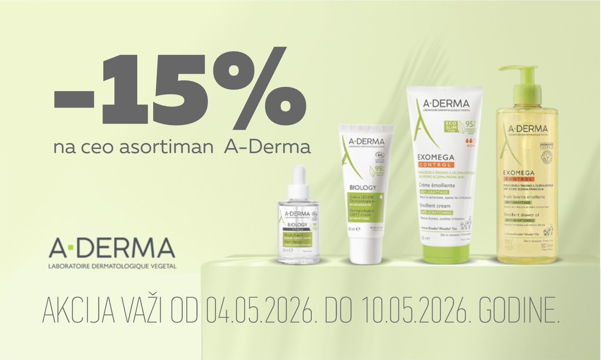 15% off the entire A-Derma assortment