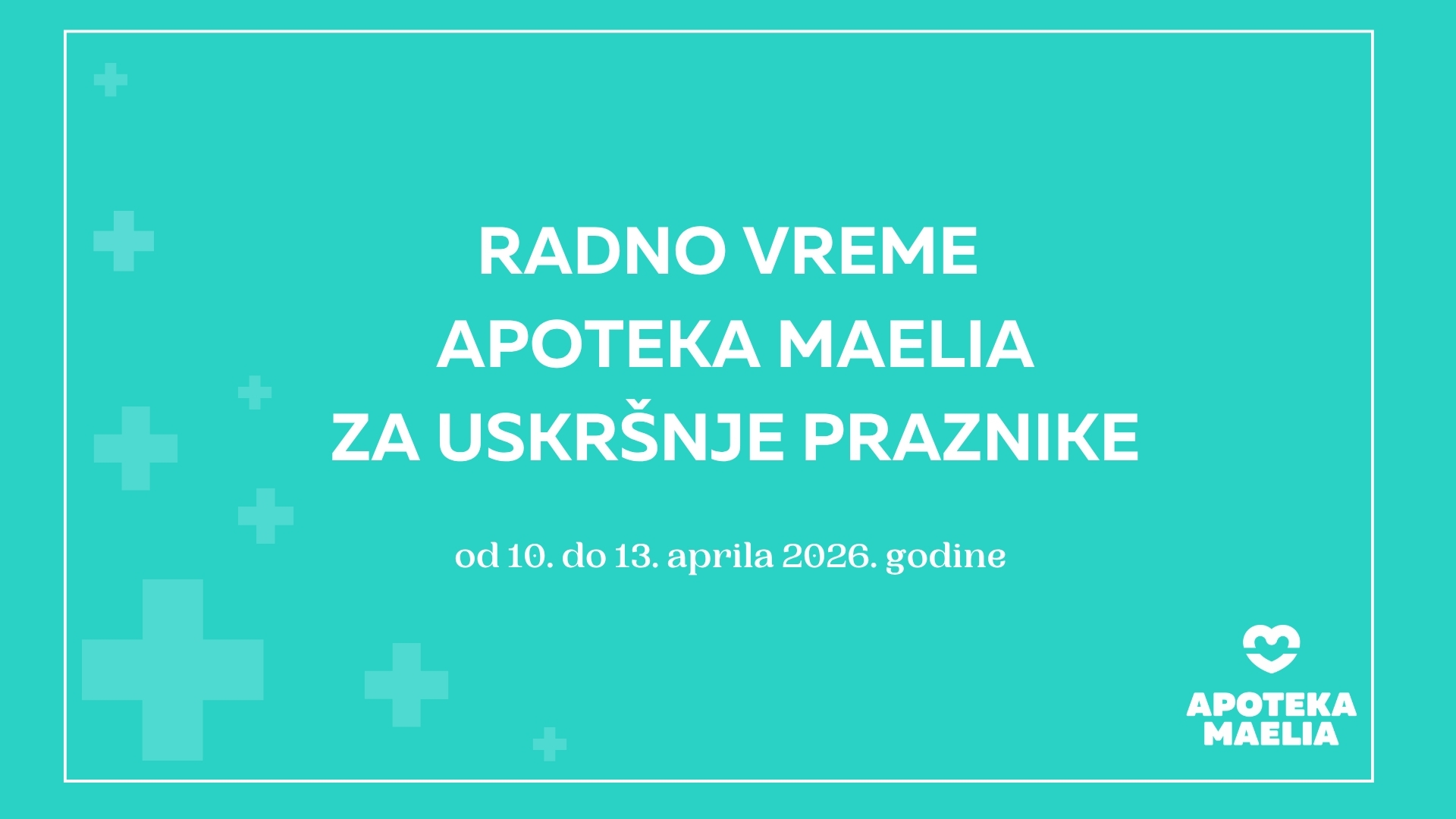 Radno vreme apoteka od 10. do 13. aprila