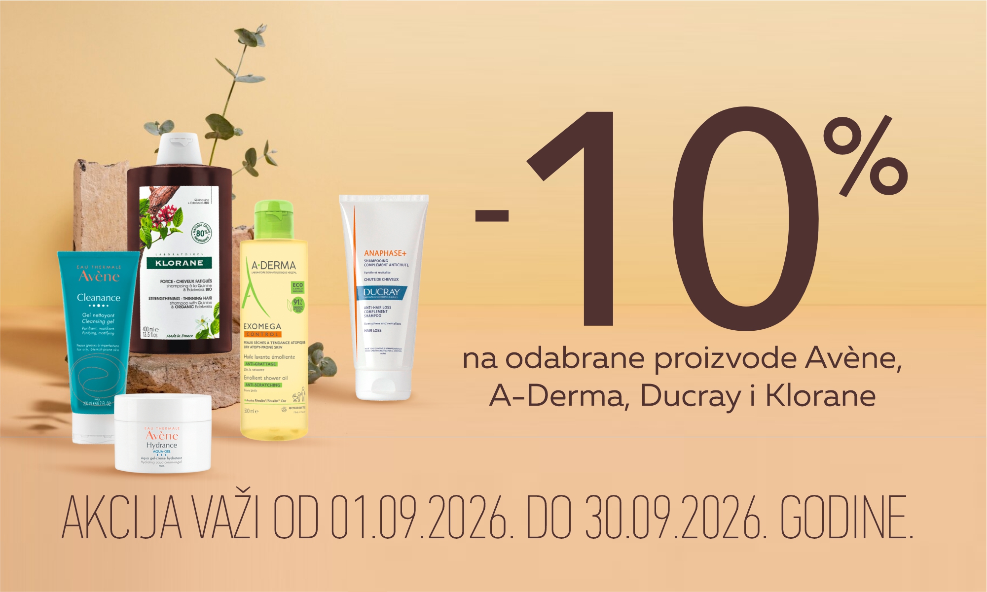 10% off selected Avène, A-Derma, Ducray and Klorane products.