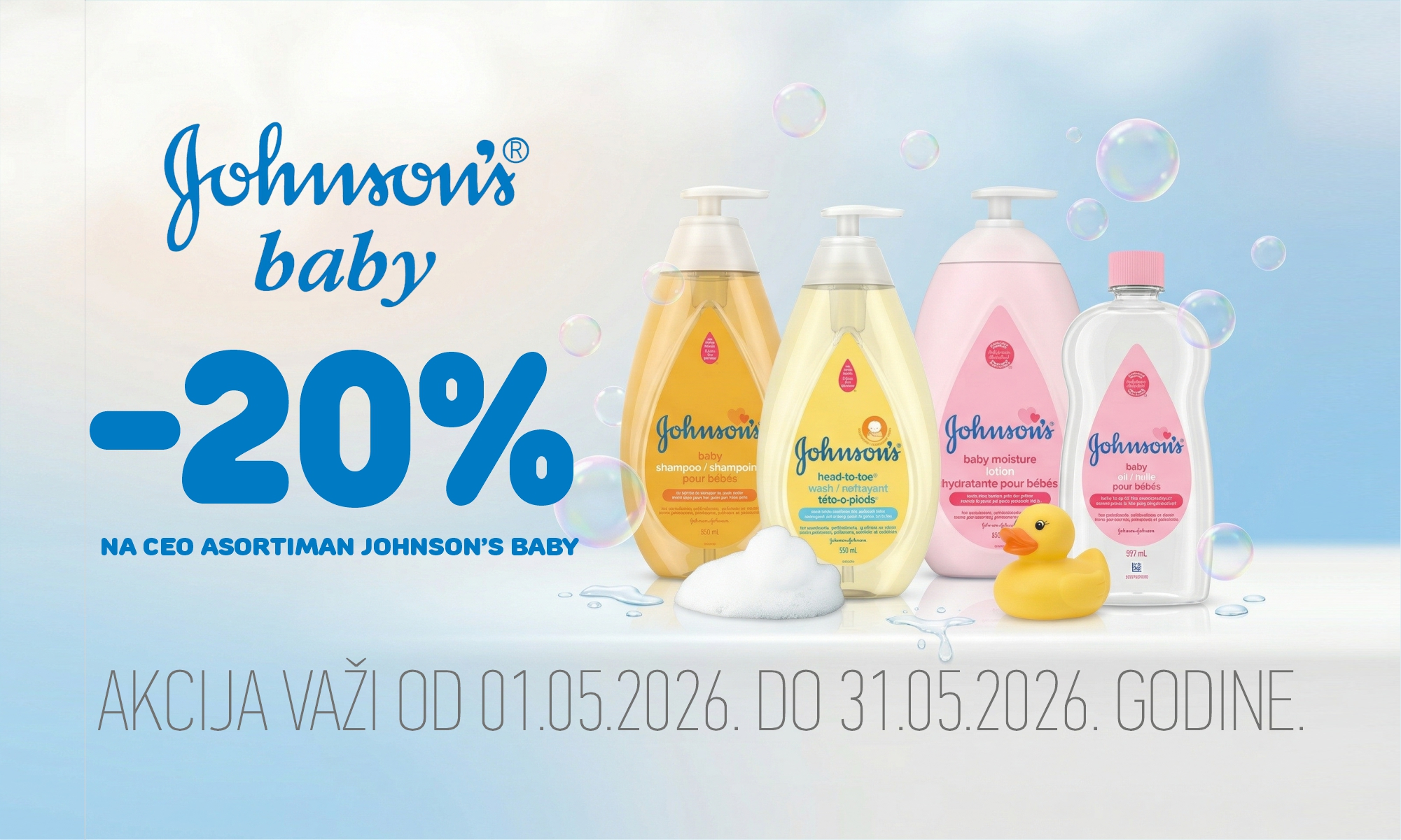 20% off the entire Johnson’s Baby range