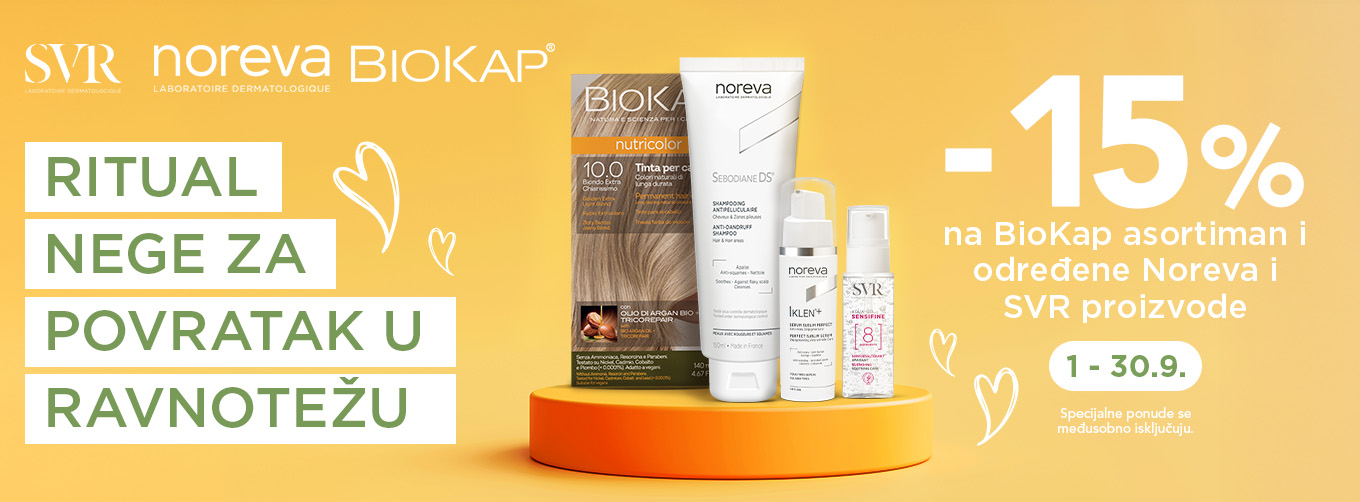 15% off the entire BioKap range and selected Noreva and SVR products.