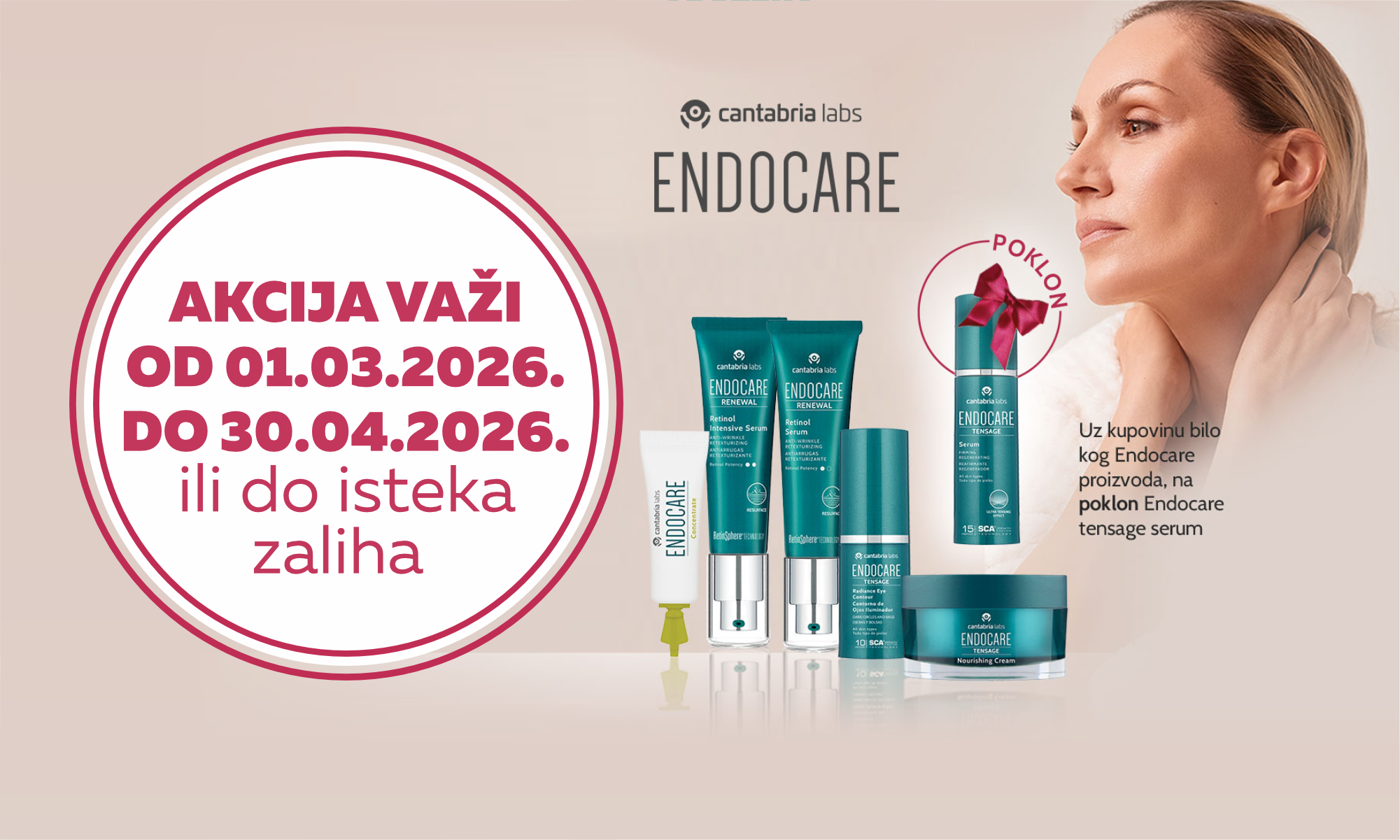 Free Endocare Tensage serum with the purchase of any Endocare product.