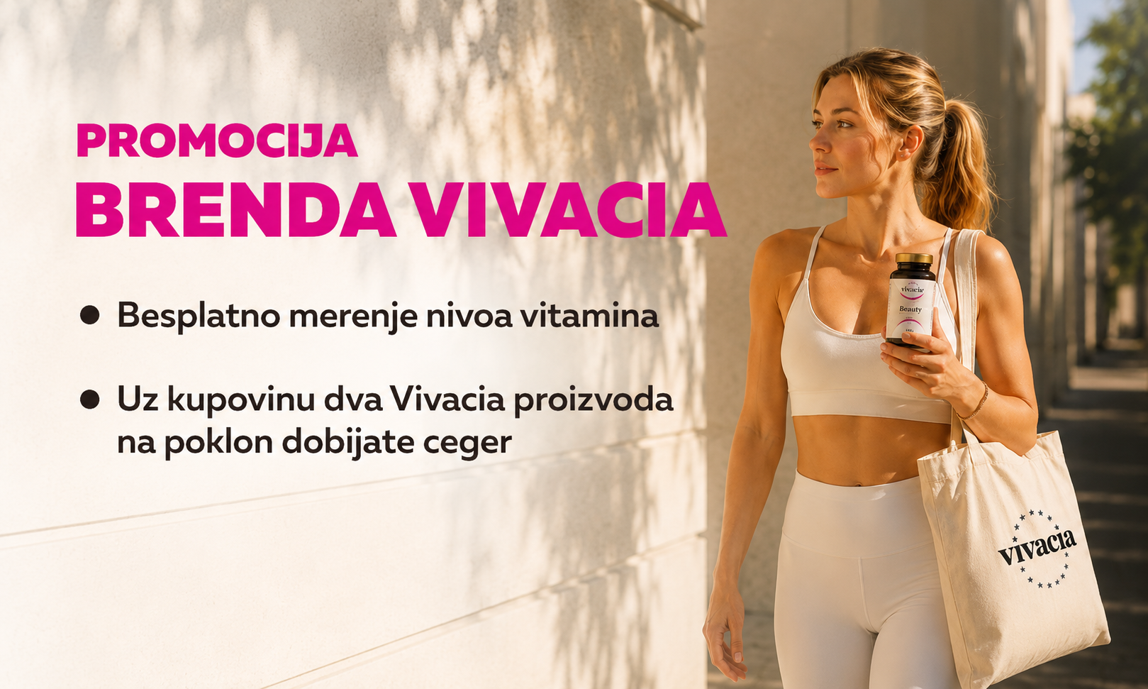 Free vitamin level testing and a complimentary tote bag.