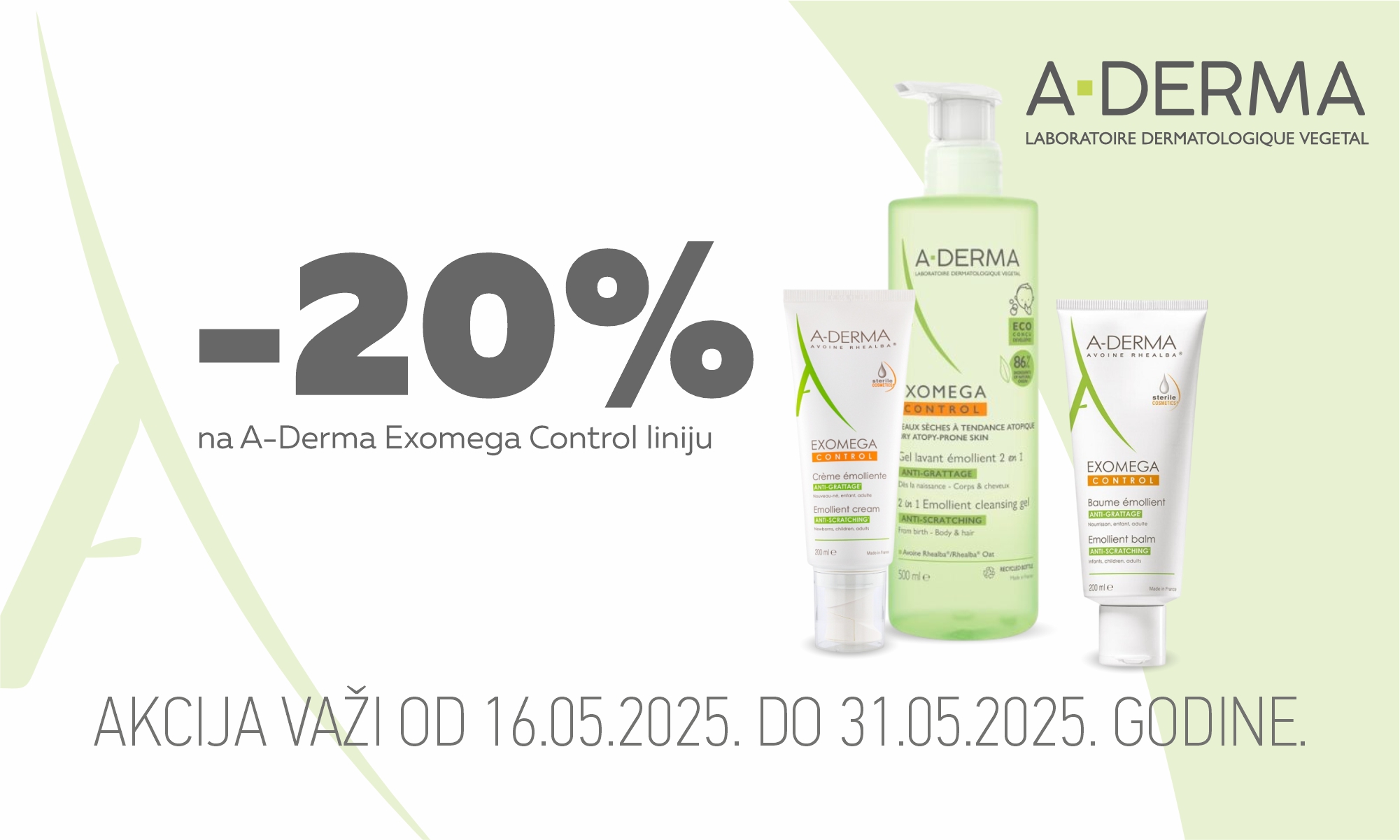 20% popusta na A-Derma Exomega Control liniju