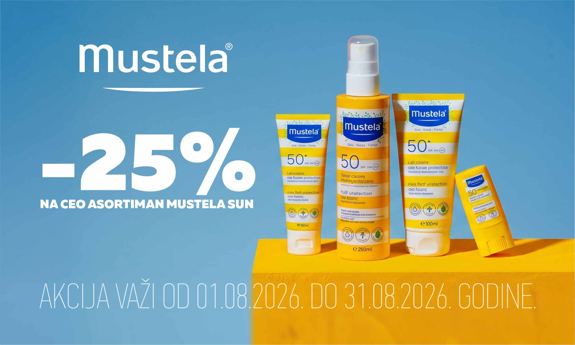 25% off the entire Mustela Sun range.