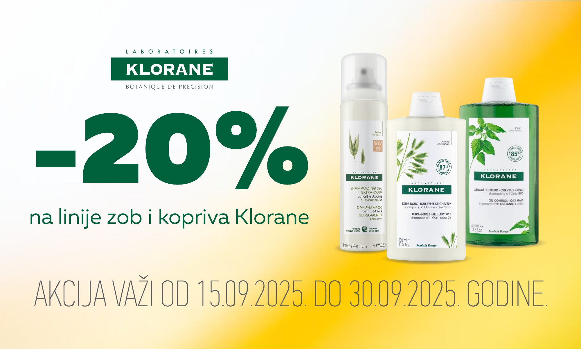 20% off on a selected range of Klorane