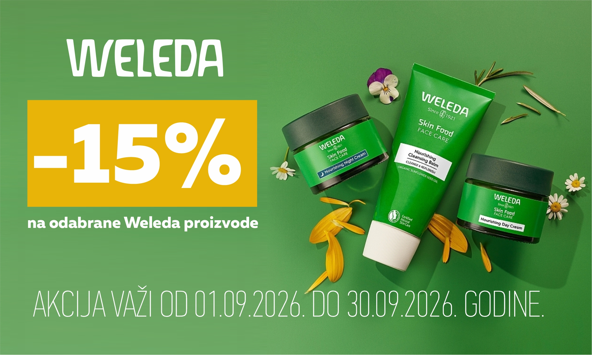 15% off selected Weleda products.