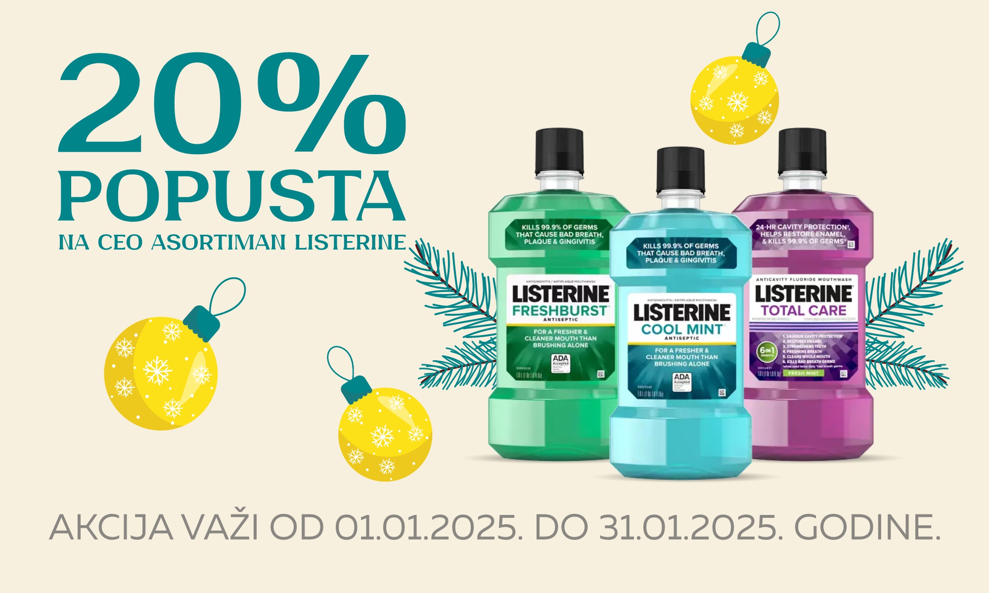 20% popusta na ceo asortiman Listerine.