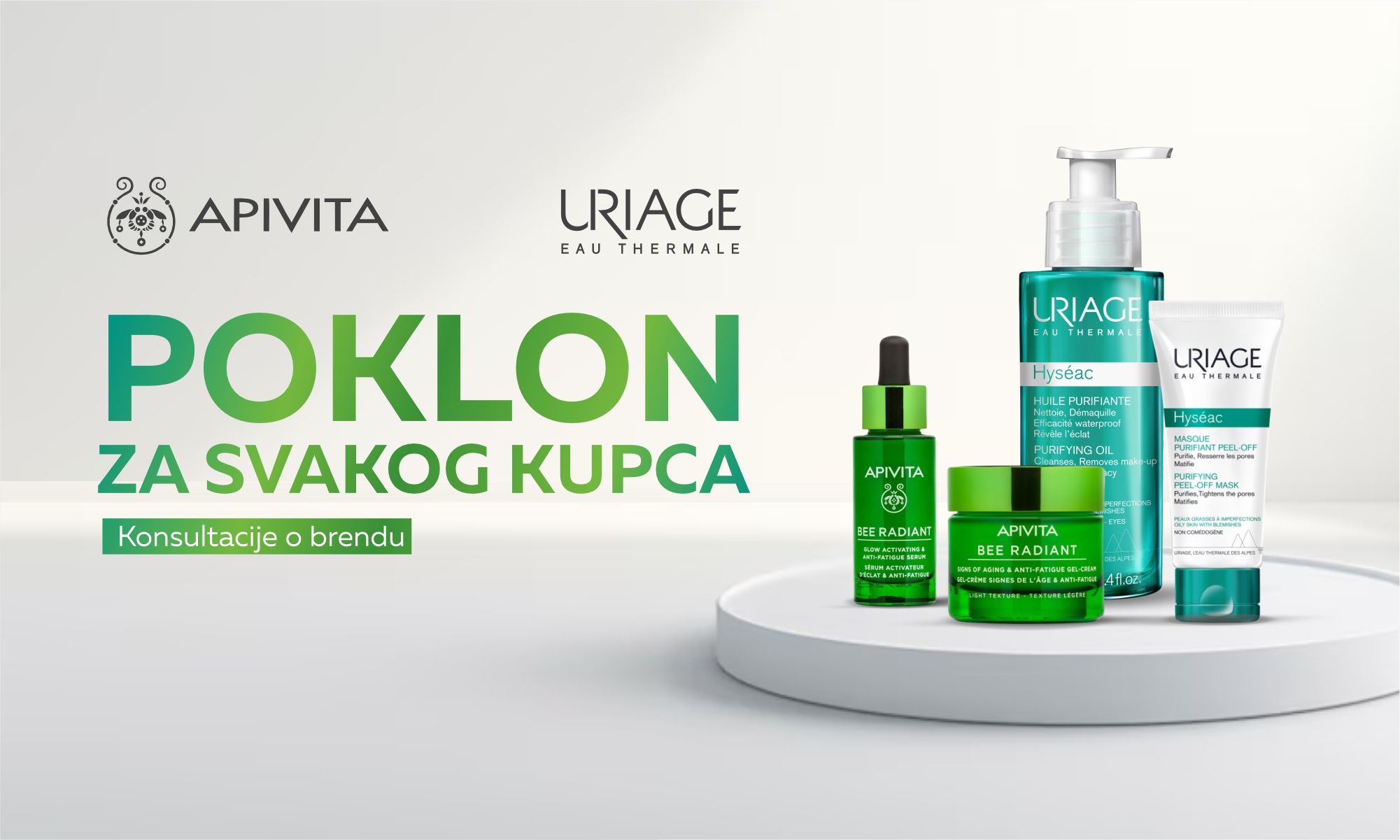 Uriage&Apivita. Konsultacija specijaliste i poklon uz kupovinu.