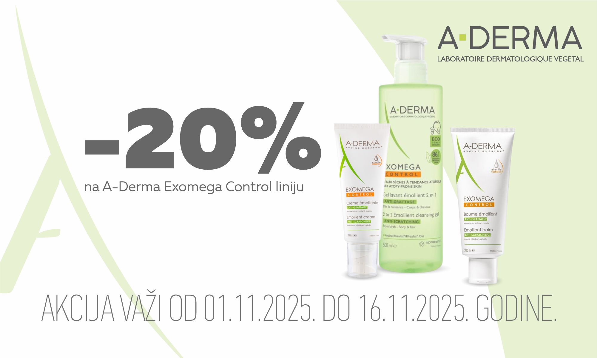 20% off A-Derma Exomega Control line