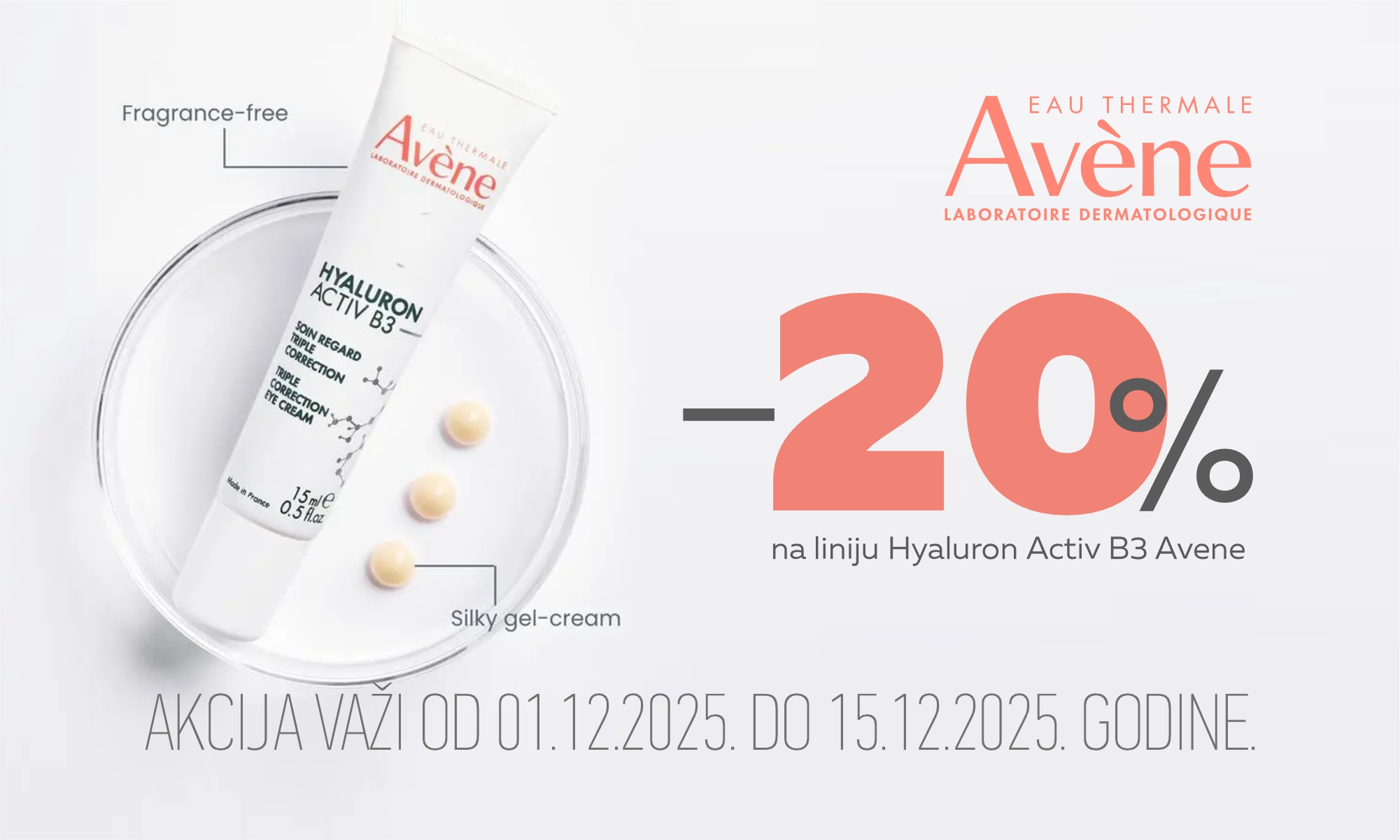 20% скидка на линию Avene Hyaluron Activ B3