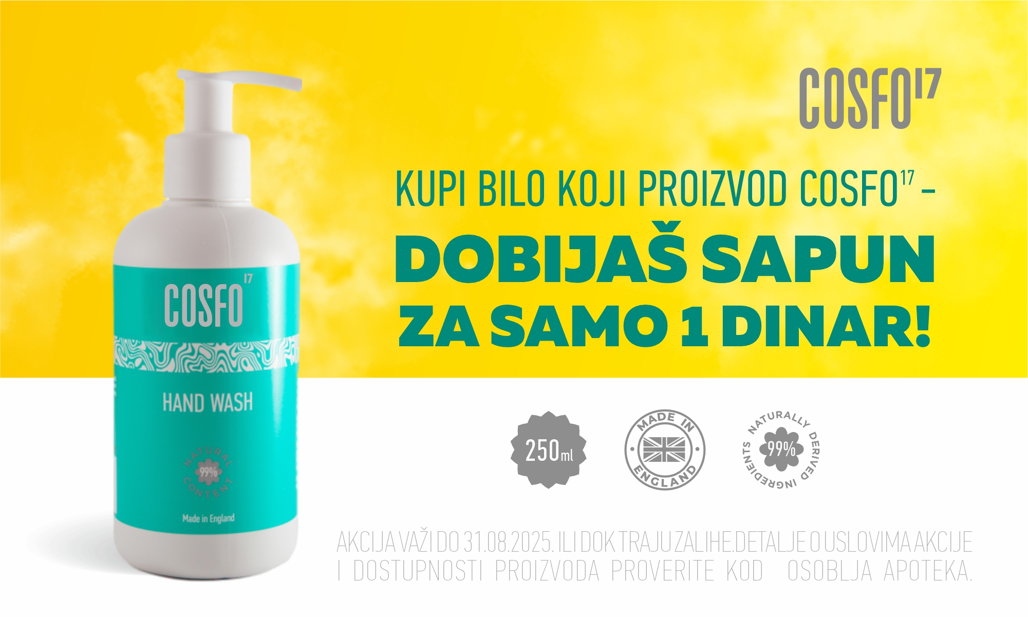Kupi bilo koji proizvod COSFO17 – sapun za samo 1 dinar!