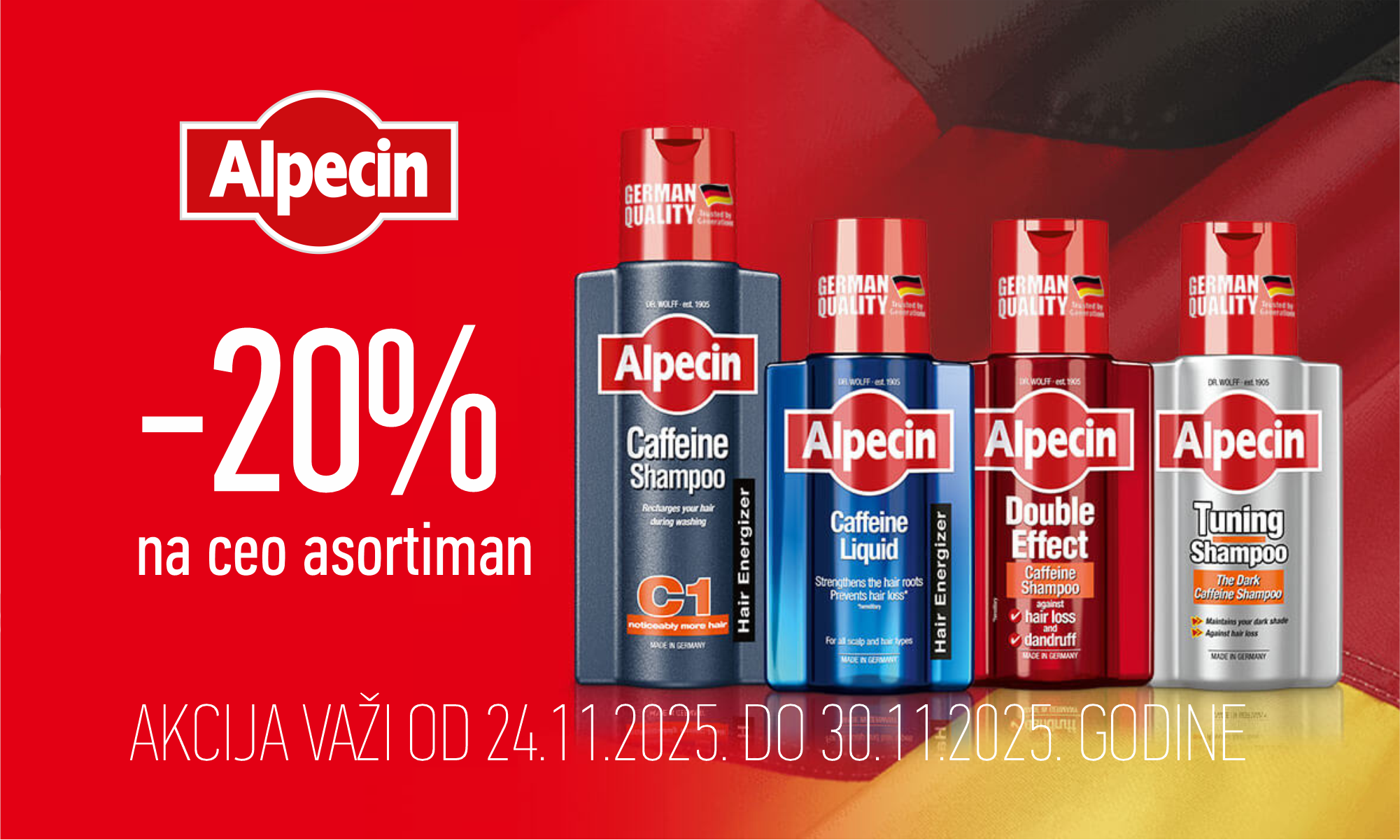 20% off on the entire Alpecin range 