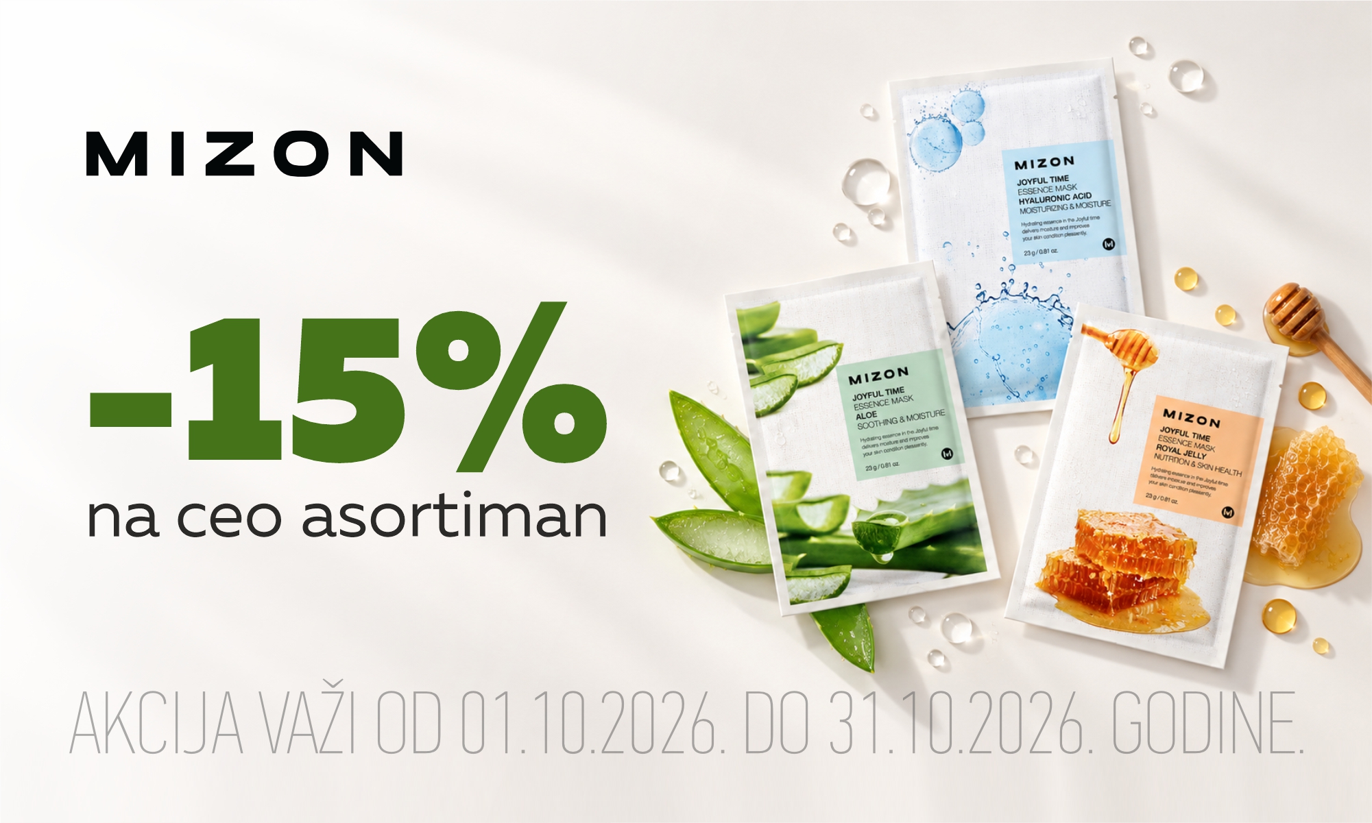 15% off the entire Mizon range.